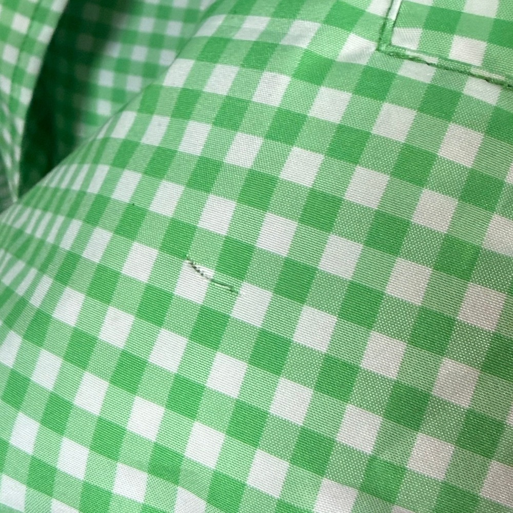 Lands End Green Gingham Hooded Raincoat Trench Belted Plus Size 1X 16W-18W - Picture 3 of 16